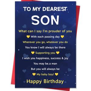 3 x IDU Birthday Card for Son,Son Birthday Card from Mom Dad Parents,Happy Birthday Cards Gifts for Adult Sons Boy