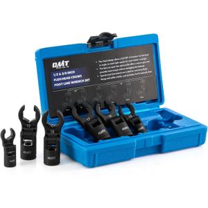 Orion Motor Tech Crows Foot Wrench Set, 6pc Flex Head Crows Foot Line Wrench Set with 1/2" & 3/8" Drive, Metric Crowfoot Wrenches for 12 14 16 17 18 19 mm Nuts with 180 Flexible Head Storage Case