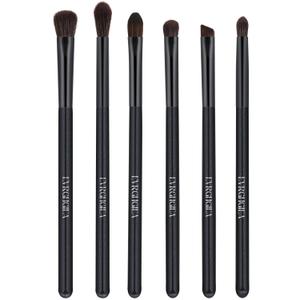 Eye Makeup Brush Set, 6 Pcs Professional Blending Eyeshadow Makeup Brushes for Concealer Eyebrows Eyeliner, Soft Hairs & Wood Handle (black 6pcs)