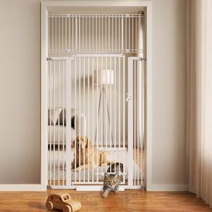 71" Extra Tall Cat Gate 29.5-40.6 Wide Pet gate with Small Cat Door,Pet Gate NO Drilling Pressure Mount Kit for Cats and Dogs Indoor Doorways liveing Room Bedroom