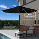 9FT Patio Umbrella with Solar Lights,Outdoor Market Umbrella with Tilt and Crank, LED Lighted Table Umbrella for Garden,Deck,Backyard,Pool,Beach (Black)