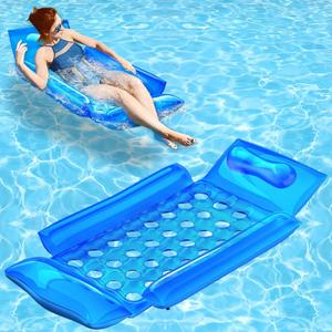 Inflatable Pool Float with Side Cushions, Anti-Tipping Floating Lounger for Adults, Heavy-Duty UV-Resistant Pool Raft for Relaxing in Pool, Beach & Lake-1 Pack