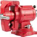 UPG 5-Inch Terminal Location Bench Vise with Ductile Iron Bench Vise 360 Multi-Purpose Bench Vice with Anvil, Clamp force 8800lbs, Red