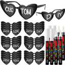 Flutesan Personalized Heart Sunglasses Bulk Custom Glasses with Paint Pens for DIY Wedding Party Favors (Black)