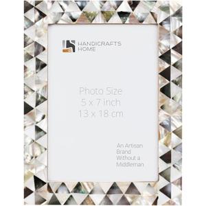 Handicrafts Home 5x7 Picture Frame, Wall & Tabletop Decor, Handmade Pearlescent Abyss Pattern, Vintage & Elegant Mother of Pearl Picture Frames for Living Room, Office & Home Decor White & Black