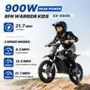 RFN SX-E800 Electric Dirt Bike for Kids Ages 4-8, 900W Peak Brushless Motorcycle, 36V 7.5Ah Removable Battery, 16" Off Road Tire, 3 Speed Modes Ebike, Up to 21.7 MPH, Advanced Gift, Black, 16" Wheel / 900W