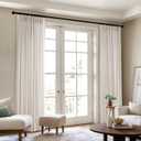 Memory Trained Pinch Pleated Curtains 96 Inches Long, Viral Linen Pinch Pleat Sheer Curtains with Ring Hooks&Clips for Track System Living Room, Natural Light Filtering Privacy Curtain 2 Panel Set