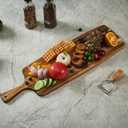 Acacia Wood Cutting Board and Large Charcuterie Board with Handle - Long Serving Board for Veggies, Bread, Cheese Board, Appetizers, and Picnic Celebrations, 24x7 Inch