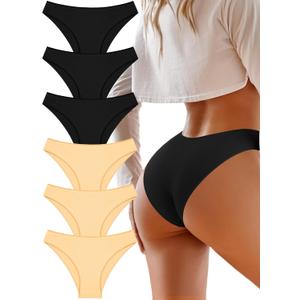UNDER THE SEA Cotton Underwear for Women 6 Pack Sexy Bikini High Cut Breathbale Cheeky Panties Underwear Womens Lingerie