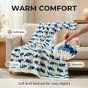 Amlie Home Chunky Knit Throw Blanket for Couch, Soft Chenille Handmade Crochet Throw Rope Knot Blanket for Couch, 50"x60", Space-Dyed Blue Striped