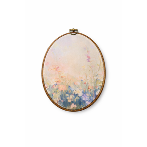 Floral Embroidery Hoop Wall Decor – Pastel Wildflower Art – Round Fabric Wall Hanging – Vintage Style Home Decoration, Pack of 2
