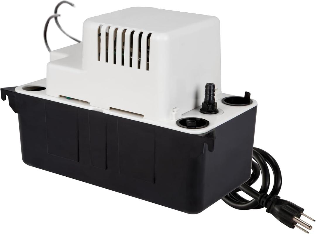 Little Giant VCMA-15ULS 115 Volt, 65 GPH, 1/50 HP Automatic Condensate Removal Pump for HVAC/Refrigeration Systems/Dehumidifiers with Overflow Detection Switch and 6-Foot Cord, White/Black, 554405,
