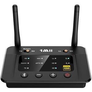 1Mii B03Pro Bluetooth 5.3 Transmitter Receiver for Home Stereo TV, HiFi Wireless Audio Adapter with Audiophile DAC & aptX Low Latency/HD/Adaptive, Long Range, Optical RCA AUX 3.5mm Outputs/Inputs