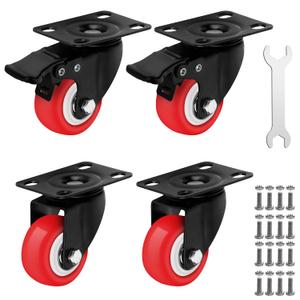 2 Inch Heavy Duty Casters Set of 4, Lockable Plate Caster Wheels with Brakes Scratch Resistant & 360 Degree Rotatable, 1100 lbs Load Capacity - Ideal for Any Floor (2 x Swivel & 2 x Brakes)