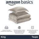 Amazon Basics Lightweight Microfiber Comforter Set 3 Pieces Duvet Cover Set With Zipper Closure, King, Taupe, Solid