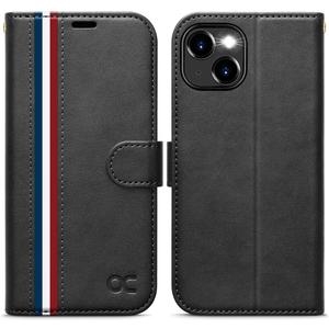 OCASE Compatible with iPhone 15 Plus Wallet Case, PU Leather Flip Folio Case with Card Holders RFID Blocking Kickstand [Shockproof TPU Inner Shell] Phone Cover 6.7 Inch 2023, Spliced Gray