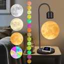 Magnetic Levitating Moon Lamp 15W Fast Phone Charger Changeable 3 Colors Switchable 300 Million Gradient Colors 3D Moon Ball Levitation Floating Mood Light Christmas Gift Office Home Decor