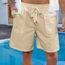 Mens Shorts Casual for Summer Beach Cotton Drawstring Stretch Twill Chino Golf Shorts Elastic Waist with Pockets (XXL)