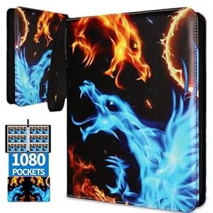 1080 Pockets Card Binder 9 Pocket, Trading Card Binder with 60 Page Removable Sleeves, Zipper Card Book Album Holder