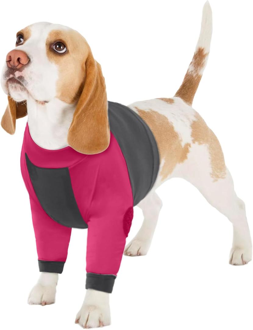 LeLePet Dog Recovery Suit for Front Legs, Dog Sleeve to Stop Licking, Elbow Protector for Leg Injuries Shoulder Wounds After Surgery Male Female, Zippered Long-Sleeved Shirt Cone Alternative(S-3XL)