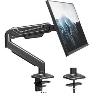 BONTEC Monitor Arm for 1334 Inch Screens, Ergonomic Gas Spring Single Monitor Mount, Full Motion Desk Stand with Tilt Swivel Rotation, VESA 75x75mm 100x100mm, C Clamp, Grommet Base, Cable Management