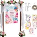 Wedding Welcome Sign Stand, Adjustable Wooden Sign Holder Stand, Heavy Duty Wood Easel with Poster Design Templates & Ground Stakes for Wedding, Bridal Baby Shower, Birthday Party
