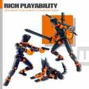Uodofy (Assembly Completed) T13 3D Action Figure Set,Dummy Robo Titan 13 Action Figures,3D Printed Multi-Jointed Toy (Black + Orange) 
