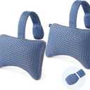 2-Pack Large Pillows for Hot Tub (Blue), Spa & Chaise Lounge  Universal Headrest & Neck Support Cushion with Removable Weighted Pouch, Long Strap for Height Adjustment & Easy-Dry Hook