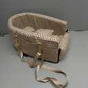 Dog Car Seat for Small Dogs,Center Console Seat for Puppy,Anti-Collapse Pet Car Seat with Soft Cushion Safety Belt, Portable Car Armrest Seat for Dog & Cat Under 15 lbs (Grid-Brown)