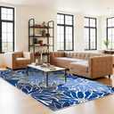 ZonLi Outdoor Rug 8x10Ft Waterproof Multicolored Blue Grey Indoor Area Rug
