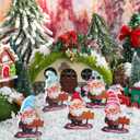 12 Pack Christmas Wooden Garden Gnome Greeter Statue Includes 1 Mini Gnome and 11 Assortment Seasonal Hats Miniature Fairy Garden Accessory for Outdoor Indoor Patio Lawn Xmas Tabletop Decor