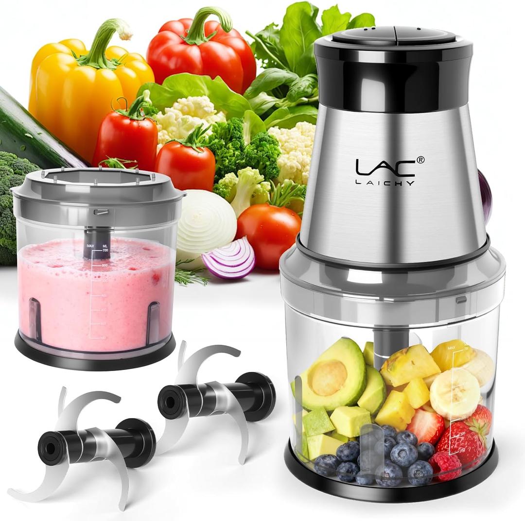 Mini Small Food Processor 4 Cup,Meat Grinder with 2 Bowls,Electric Food Chopper,Powerful Motor 2 Speed & 4 Blades for Baby Food,Meat,Onion,Vegetables,Fruits