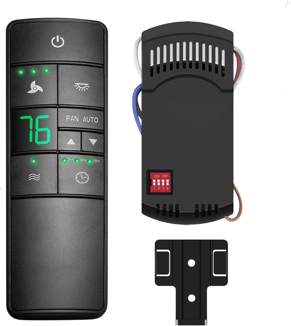 Hampton Bay Universal Ceiling Fan Thermostatic Remote Control Kit with Wall Holder for Hunter Home Decor Harbor Breeze3-Speed Light Dimmer Timer Replacement for HD3 TR222A 98108 98130 98101 98131