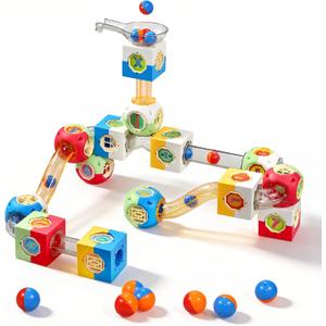 130 PCS Marble Run Set, STEM Educational Marble Maze Games, DIY Creative Building Blocks Rolling Ball Race Game Gift