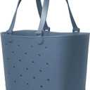 Simple Modern Extra-Large Beach Bag | Waterproof Getaway Rubber Tote with Zipper Pocket for Travel, Pool, Boat, Groceries, Sports | Blue Dune