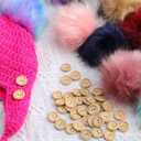 Cinnvoice 30 Pcs Faux Fur Pom Poms for Hats 4" with 100 Pcs Handmade Buttons 20mm Fluffy DIY Knitting Hat Pompoms with Elastic Loop Crochet Craft Accessories for Shoes Scarves Gloves Bag Keychain