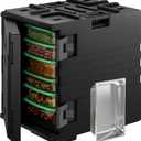 YITAHOME Insulated Food Pan Carrier, 95 Qt LLDPE Hot Box for Catering w/Stainless Steel Pan, Catering Food Warmer with Swivel Casters for 6 Full-Size Pans, Stackable Design for Restaurant Gathering