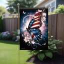 Patriotic American Flag Butterfly Garden Flag 4th of July Memorial Day 12x18 Inch Double Sided Veterans Day Decorations Supplies for independence Day Decorative Yard Flag Decor Outside