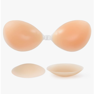 RELIRELIA Women's Sticky Self Adhesive Invisible Strapless Reusable Silicone Push Up Backless Bra / 36A