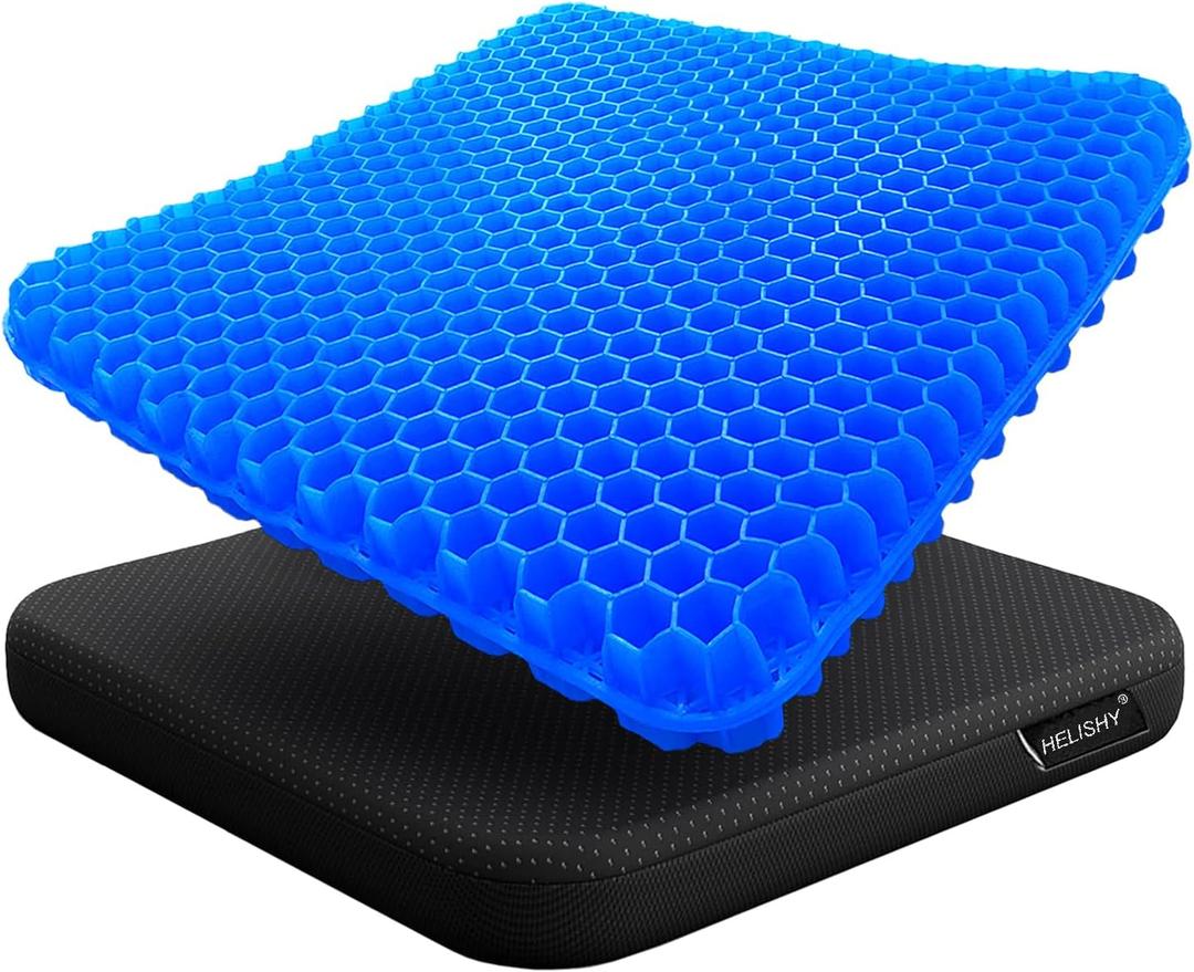 Gel Seat Cushion - Non-Slip Egg Seat Cushion Chair Pads - Office Chair Car Seat Cushion for Sciatica & Back Pain Relief - Coccyx Cushion for Home, Wheelchair, Computer, Desk Chair, Truck (16.5x14.5x1.65inch, Blue)