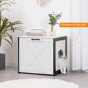 Dwanton Cat Litter Box Furniture Hidden, Cat Litter Box Enclosure, Reversible Entrance Can Be on Left or Right Side, Indoor Cabinet, Wooden Washroom, End Table, Nightstand, White, 23.6" L