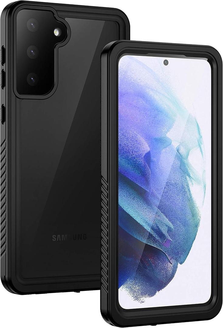 Lanhiem for Samsung Galaxy S21 Case, IP68 Waterproof Dustproof Case with Built-in Screen Protector, Rugged Full Body Shockproof Protective Phone Cover for Galaxy S21 5G 6.2 Inch, Black