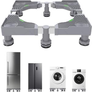 EclatBain Mini Fridge Stand With 6 Strong Feet Universal Washer and Dryer Pedestals 16.5"-26.7" Adjustable Appliance for Fridge Stand, Washing Machine Stand, Dryer Stand, Laundry Pedestal (GRAY) (grey)