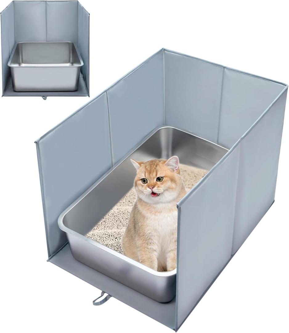 Cat Litter Box Cover with Bottom Mat, Waterproof, Scratch Resistant, Universal Size Litter Box Enclosure, Kitty Privacy Enclosure, Upgraded All-in-One Shield, Cubierta Caja de Arena para Gatos
