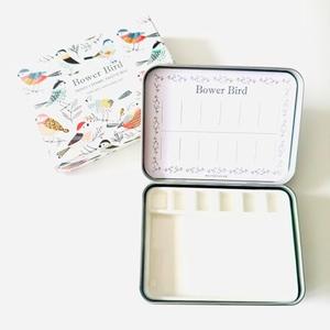 Bower Bird Travel Ceramic Watercolor Palette with 12-Well Porcelain Mixing Tray & Metal Tin Box - Portable Art Kit for Gouache, Studio & Outdoor Painting (6Well)