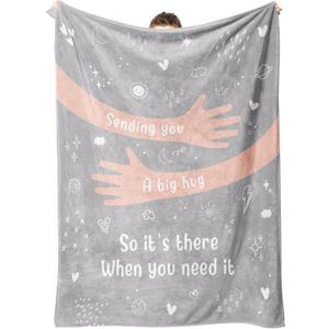 Afterprints Get Well Gifts for Women Men, Hug/Healing Blanket, Thinking of You/Cancer Care/Sympathy/After Surgery Gifts for Friends, Sister, Coworkers, Soft Throw Blankets 50'' x 60'' (Grey)