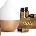 SALKING Essential Oil Diffuser, 100ml Small Aromatherapy Diffuser with Auto Shut-Off Function, Ultrasonic Diffusers for Essential Oils, Cool Mist Humidifier with Warm White Lights, for Office Home (White + Wooden Grain)