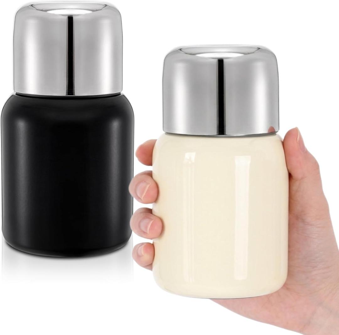 2 Pack Small Insulated Water Bottle, 10 Oz Wide Mouth Stainless Steel Drinking Bottles, Portable Leak-proof Sport Travel Flask Coffee Mug for Keep Drink Cold Hot