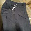 Nnhblu Black Fleece Lined Cargo Pants Men Drawstring Big and Tall Sweatpants for Men Men Pants with Pockets Fashion Gifts for Him, Black,XXL