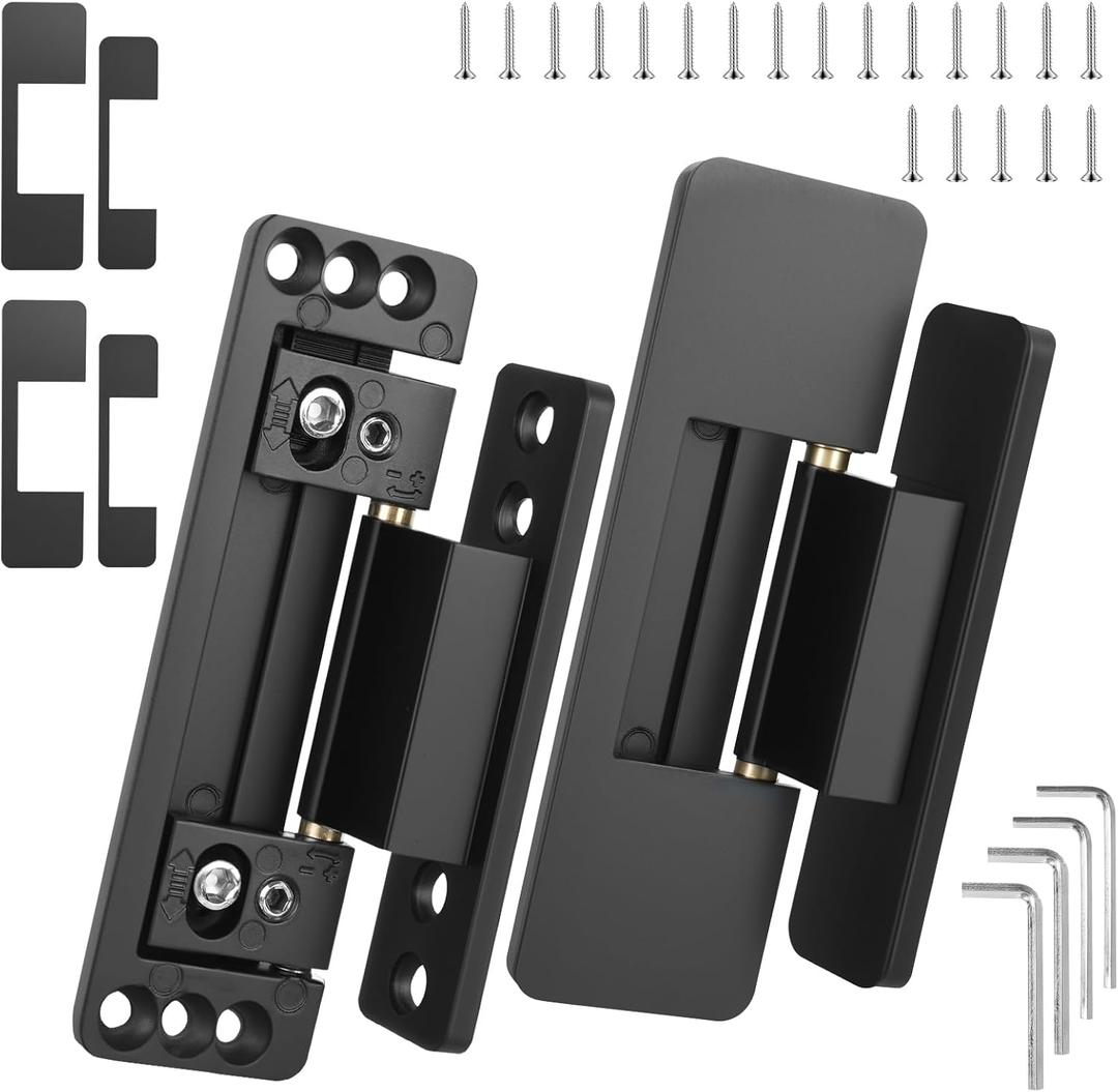 Hidden Door Hinges, 2Pack Adjustable Heavy Duty Concealed Hinges 110Lbs Load-Bearing Invisible Hinge Hidden Hinges for Secret Doors, Bookcase, Shelf & Murphy Door Hinge Kit